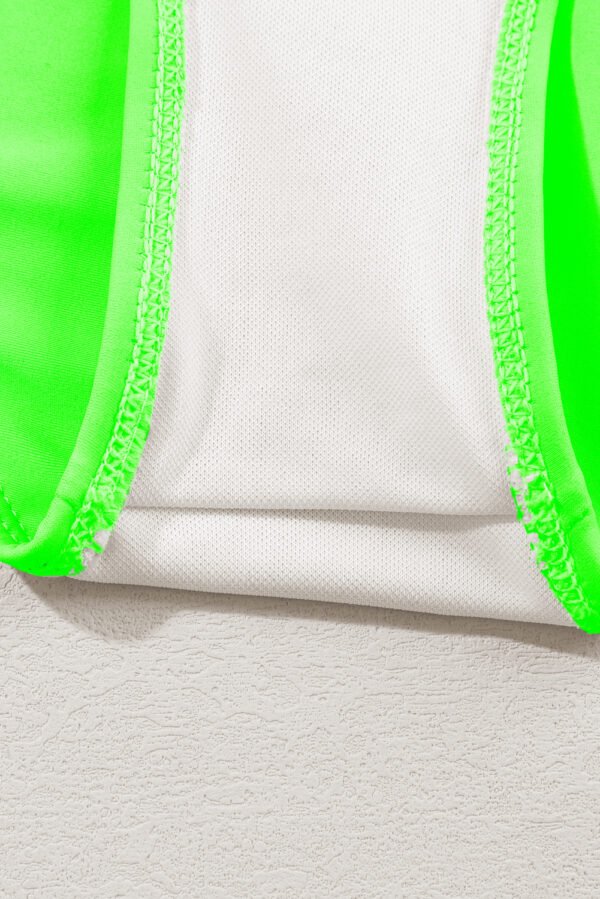 Green Striped Patchwork Spaghetti Strap High Waist Bikini Swimsuit