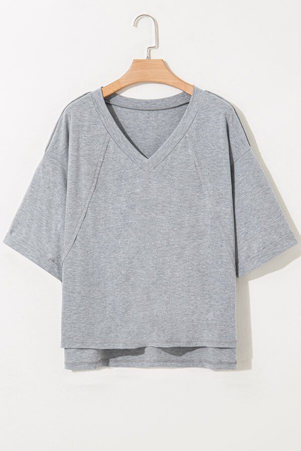 High Raglan Half Sleeve V Neck Oversized T Shirt
