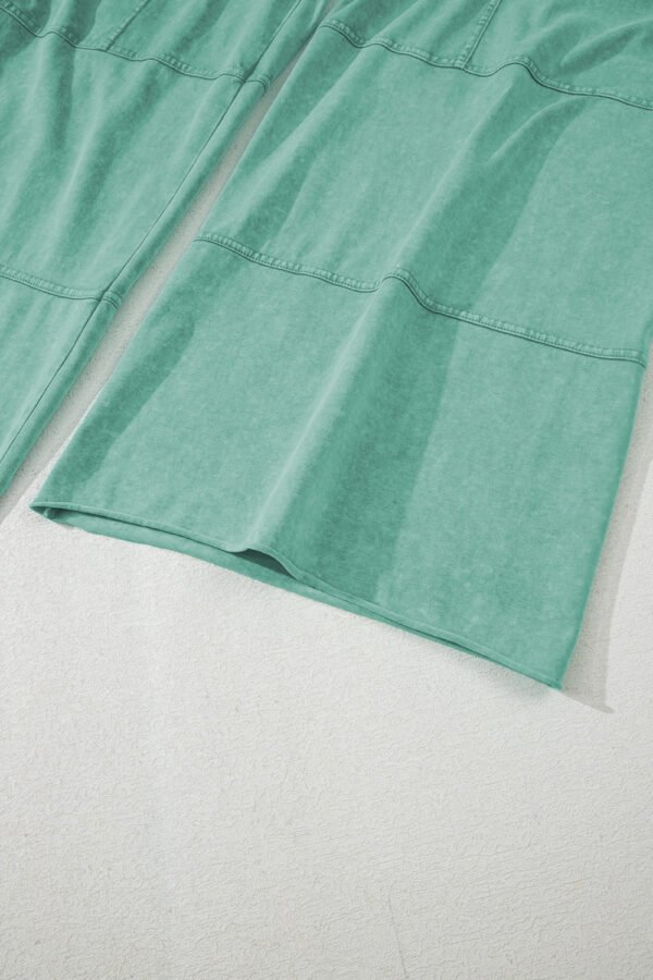 Mint Green Mineral Wash Exposed Seam Drawstring High Waist Wide Leg Cargo Pants