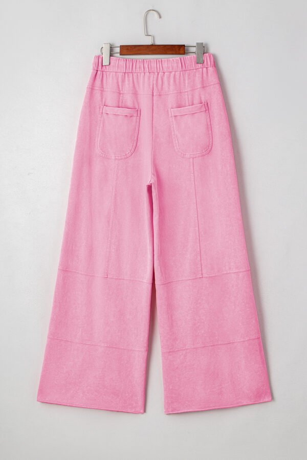 Bonbon Mineral Wash Exposed Seam Drawstring High Waist Wide Leg Cargo Pants