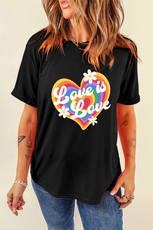 Black Love is Love Rainbow Heart Graphic Crewneck Tee