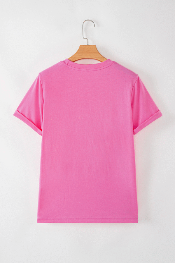 Rose Red Lets Rodeo Crew Neck Graphic Tee
