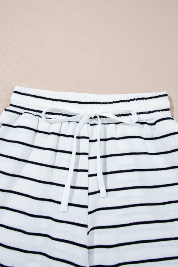 Black Stripe Casual Wide Leg 2pcs Pants Set