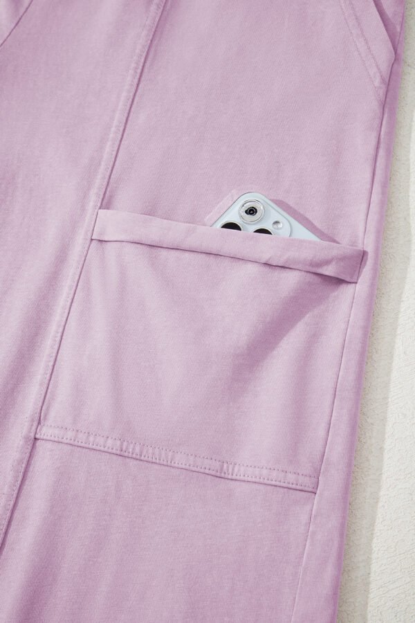 Pink Mineral Wash Exposed Seam Drawstring High Waist Wide Leg Cargo Pants