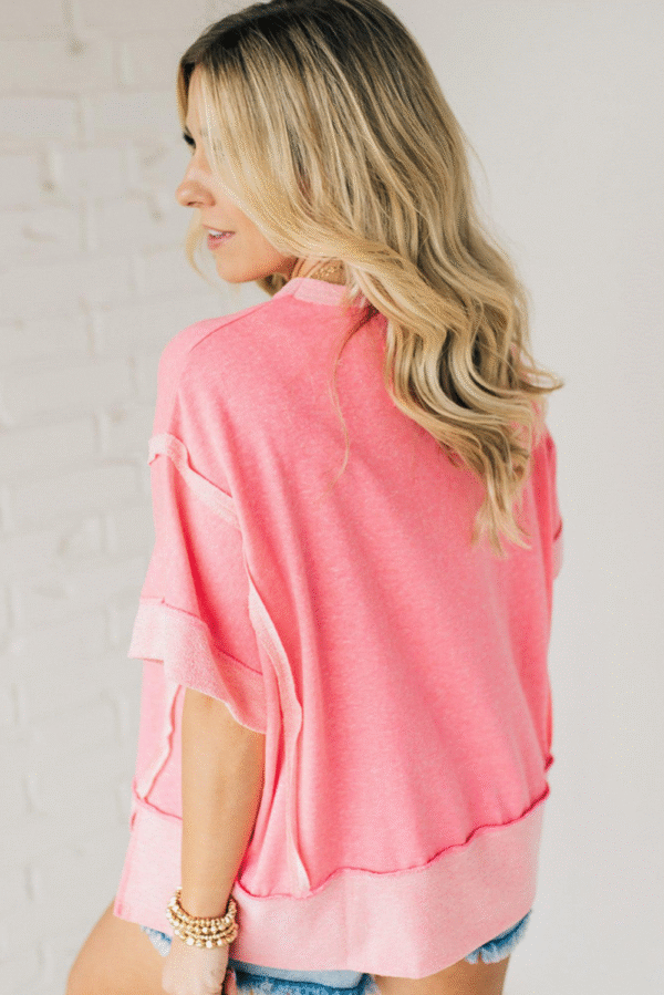 Peach Blossom Girls Trip Nashville Graphic Patchwork Short Sleeve Loose Top