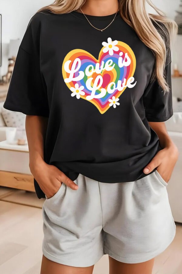 Black Love is Love Rainbow Heart Graphic Crewneck Tee