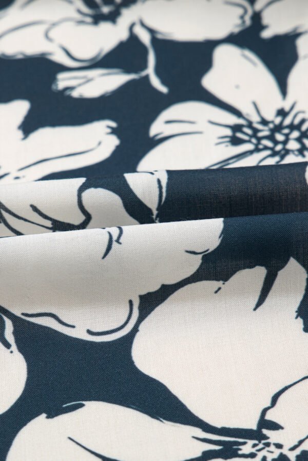 Blue Floral Short Puff Sleeve Summer Shirt