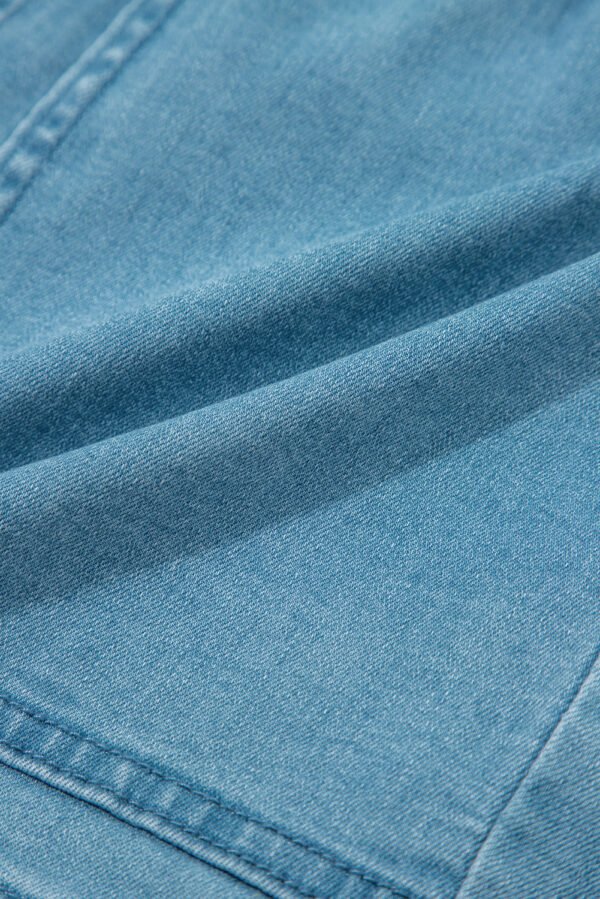 Beau Blue Contrast Drawstring Elastic Waist Denim Shorts