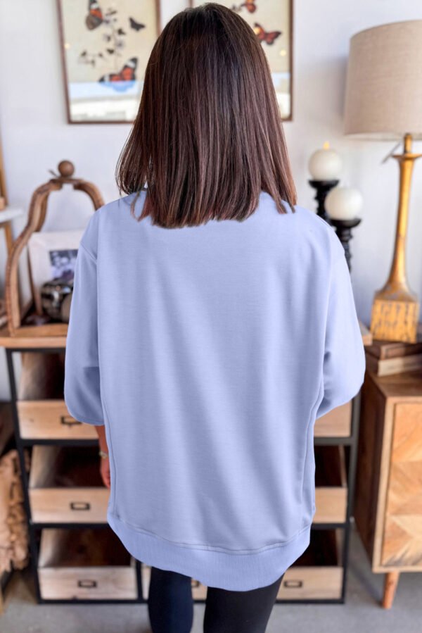 Beau Blue Floral Patched Half Sleeve Tunic Top