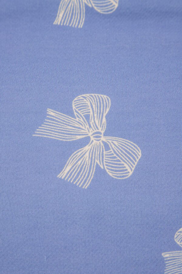 Sky Blue Bow Knot Print Crewneck Ruffled Sleeve Shift Mini Dress