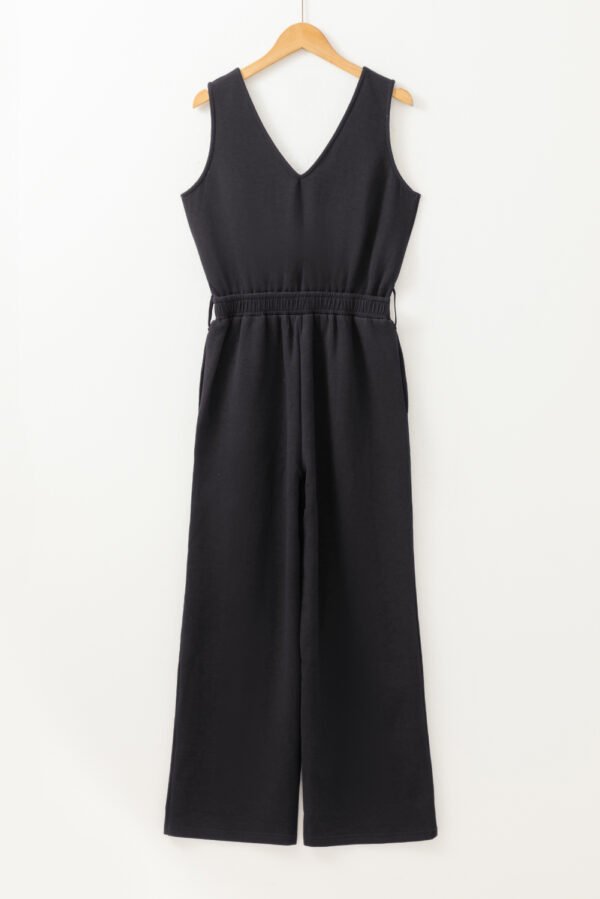 Black Wrap V Neck Sleeveless High Waist Jumpsuit