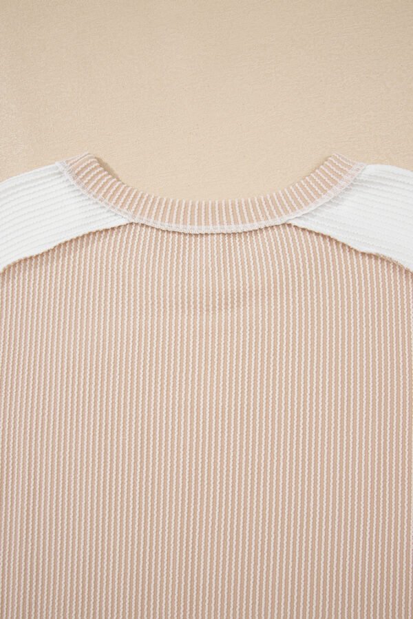 Parchment Twist Rib Colorblock Hi Low Plus Size Short Sleeve Top