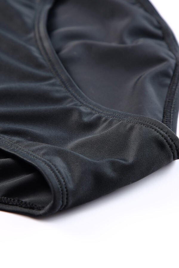 Black Spaghetti Strap Cutout Back Sporty One Piece Swimsuit