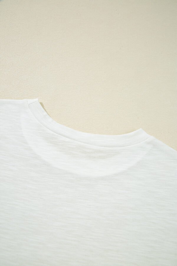 White Lace Patchwork Cap Sleeve Round Neck T Shirt