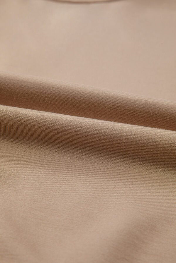 Straw Yellow Ric Rac Color Contrast Ribbed Edge Crewneck T Shirt
