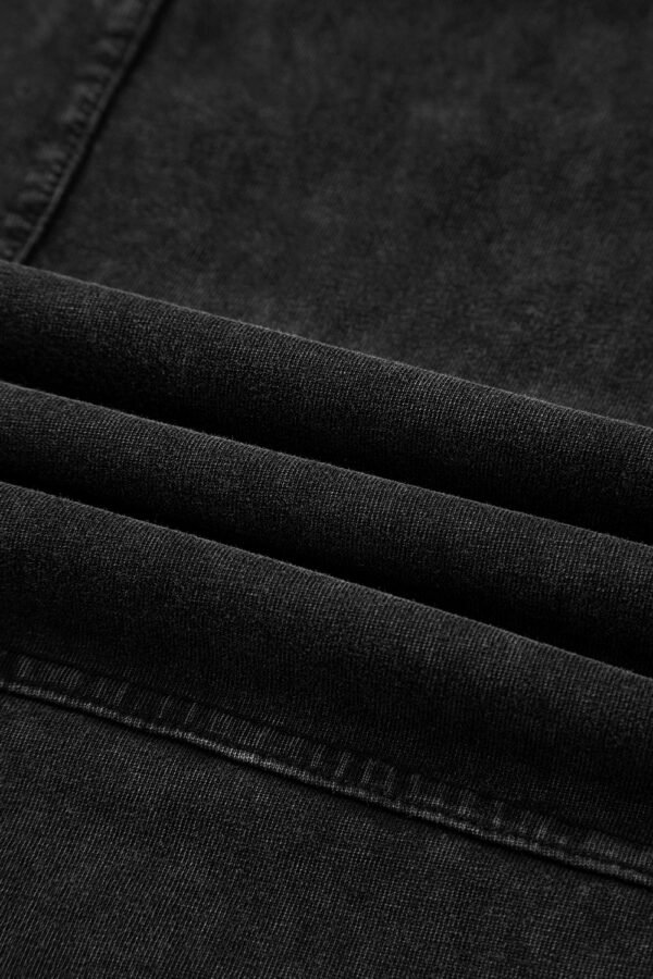 Black Mineral Wash Exposed Seam Drawstring High Waist Wide Leg Cargo Pants