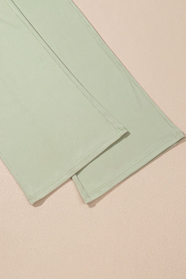 Smoke Green Textured Tank Top and Drawstring High Waist Pants Set