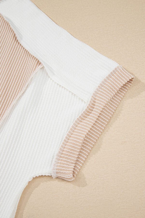 Parchment Twist Rib Colorblock Hi Low Plus Size Short Sleeve Top