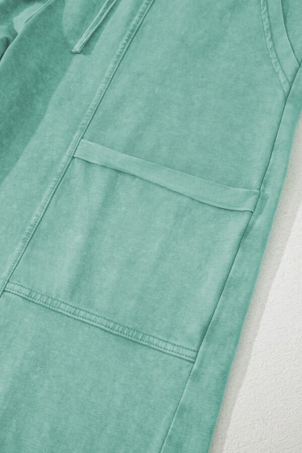 Mint Green Mineral Wash Exposed Seam Drawstring High Waist Wide Leg Cargo Pants