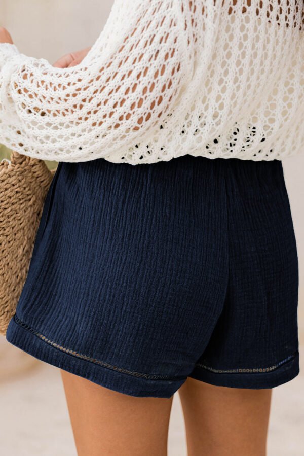 Blue Cotton Gauze Paperbag Shorts