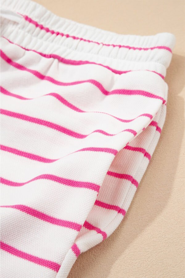 Rose Stripe Casual Wide Leg 2pcs Pants Set