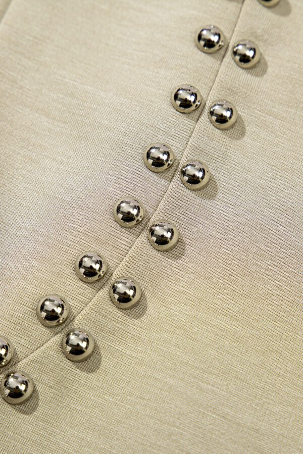 Sage Green Studded Cap Sleeve Round Neck T Shirt