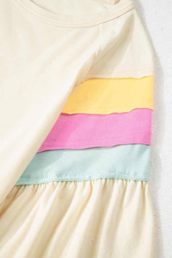 White Color Block Stitched Sleeve Loose T Shirt