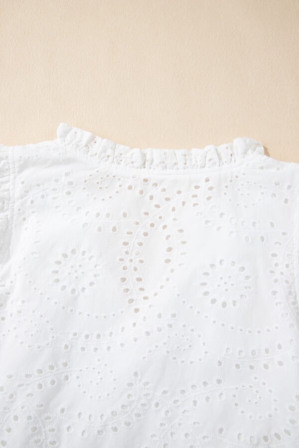 White Broderie Anglaise Ruffle Short Sleeve Blouse