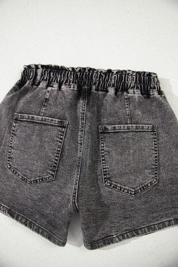 High-rise Drawstring High Waist Casual Denim Shorts with Pockets