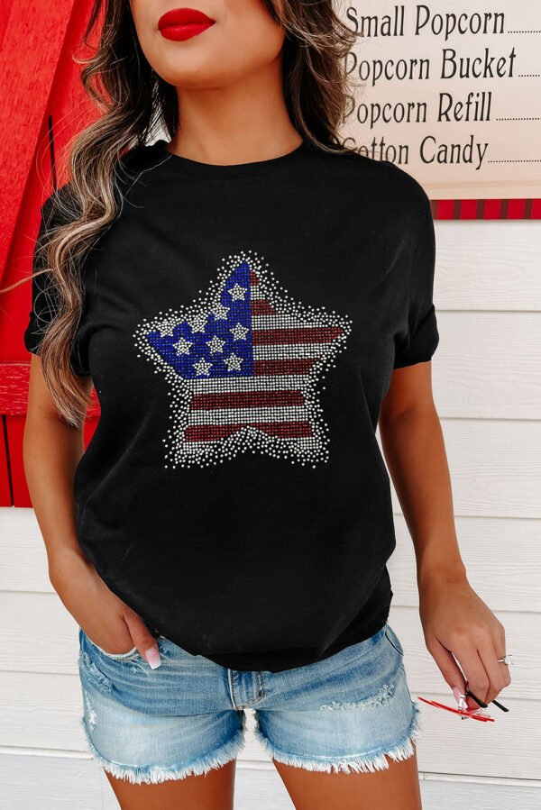 Black Flag Inspired Rhinestone Star Graphic T Shirt