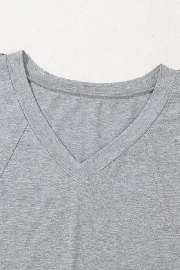 High Raglan Half Sleeve V Neck Oversized T Shirt