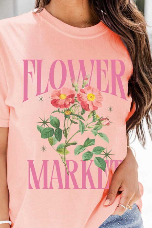 Pink FLOWER MARKET Graphic Crewneck T Shirt