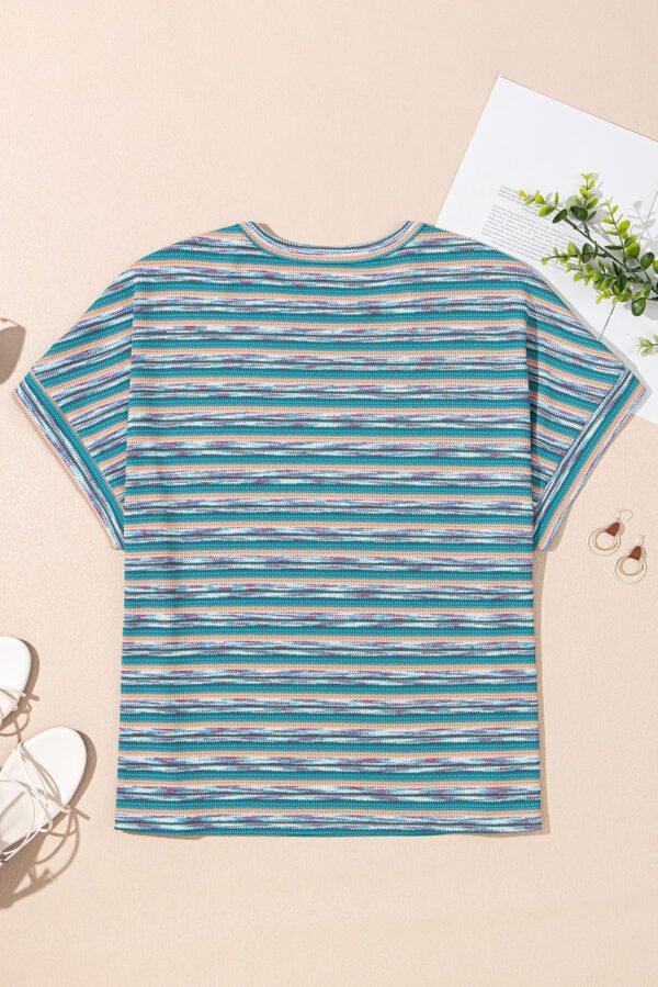 Multicolour Striped Wide Sleeve Loose T Shirt