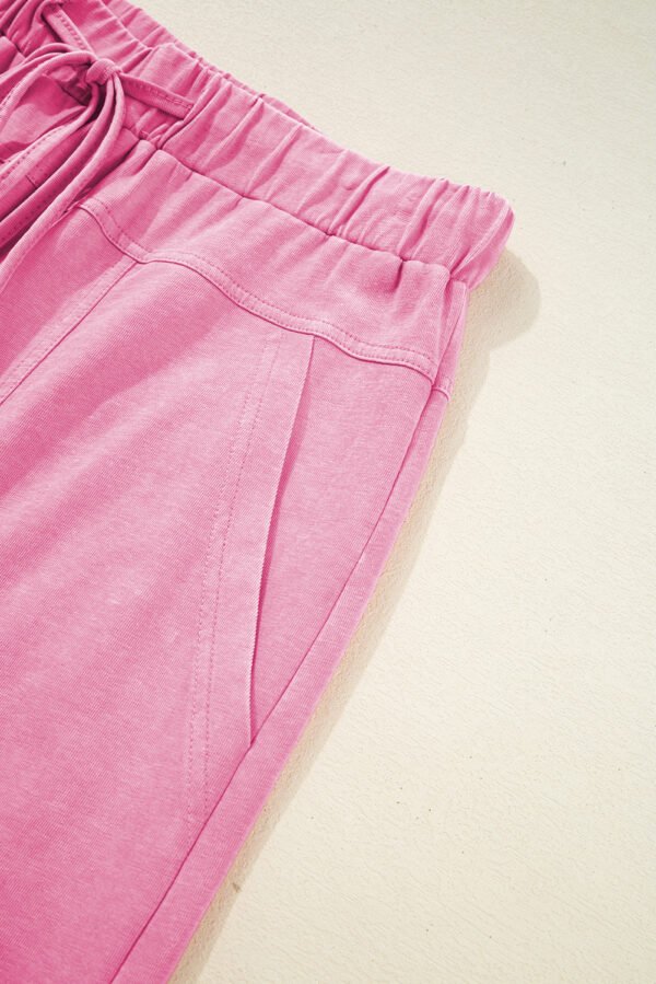 Bonbon Mineral Wash Exposed Seam Drawstring High Waist Wide Leg Cargo Pants