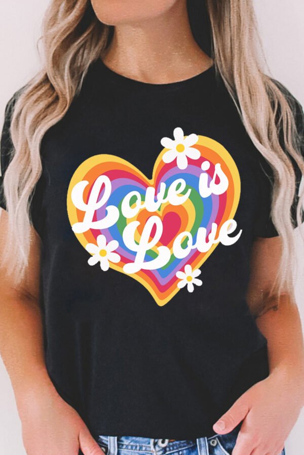 Black Love is Love Rainbow Heart Graphic Crewneck Tee