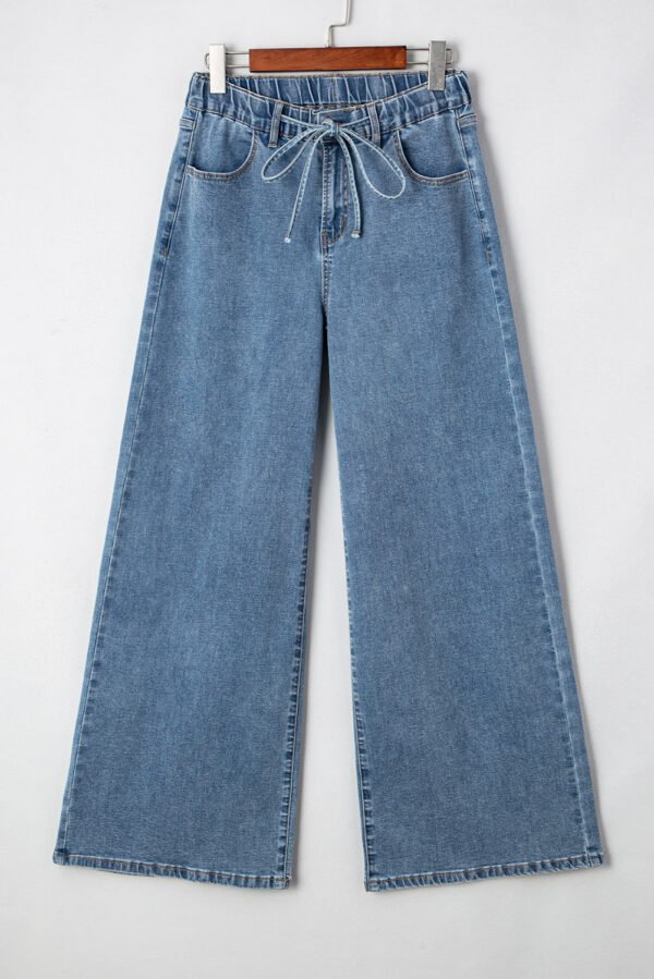 Dusk Blue Medium Wash Super Wide Leg Denim Pants
