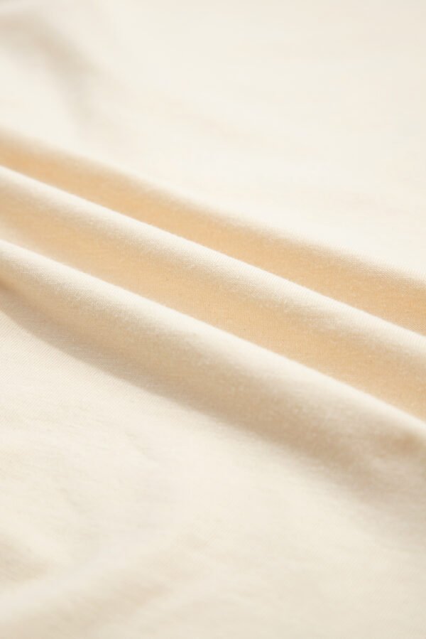 Apricot Flower Patched Exposed Stitching Trim Crew Neck Loose Tee