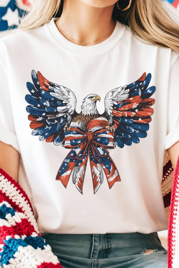 White American Flag Eagle Print Independence Day Tee