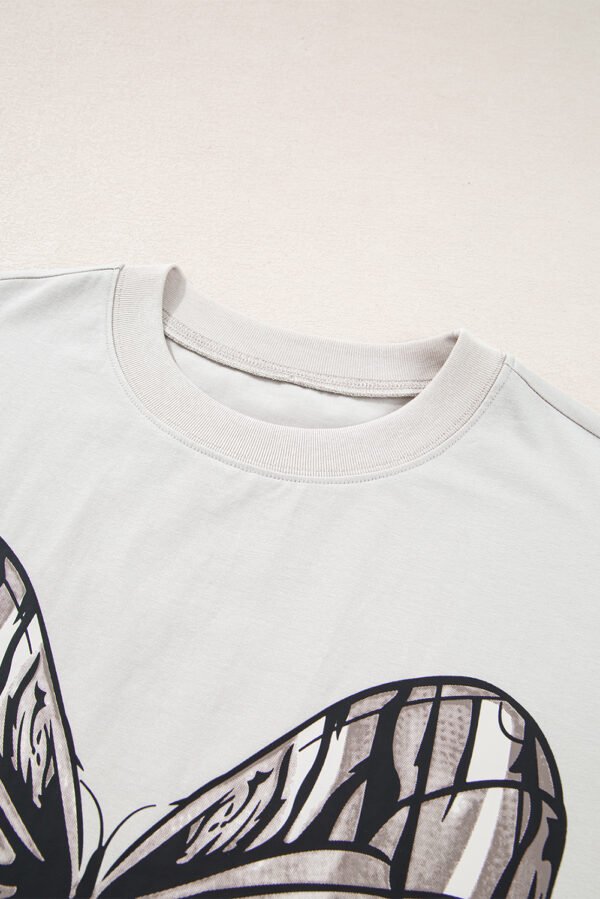 Casual Oversize Big Bow Printed Drop Shoulder Tunic Casual Tee