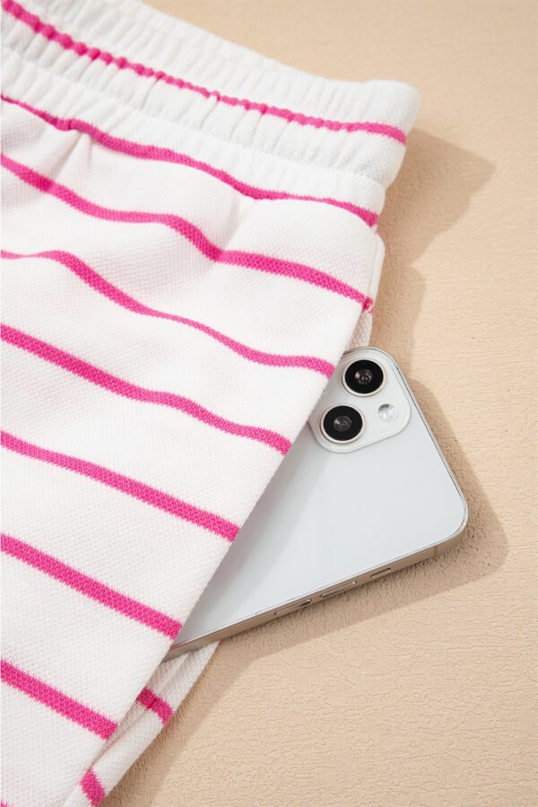 Rose Stripe Casual Wide Leg 2pcs Pants Set