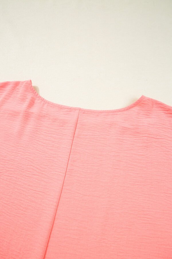 Blossom Shirred Cuffs Half Sleeve Plus Size Textured Blouse