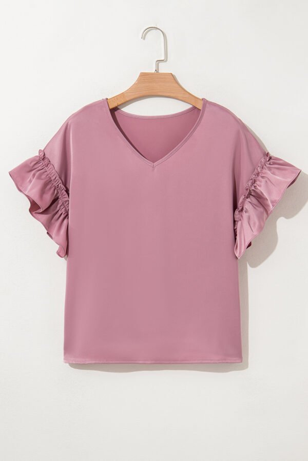 Toadstool Satin Ruffle Sleeve Top