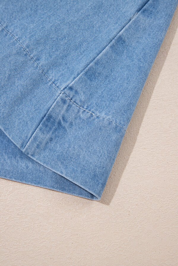 Beau Blue Frilled Peter Pan Collar Loose Denim Short Dress