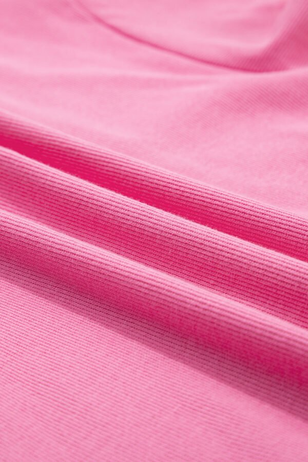 Pink Ribbed Drop Shoulder Tee and Skort Plus Size Set