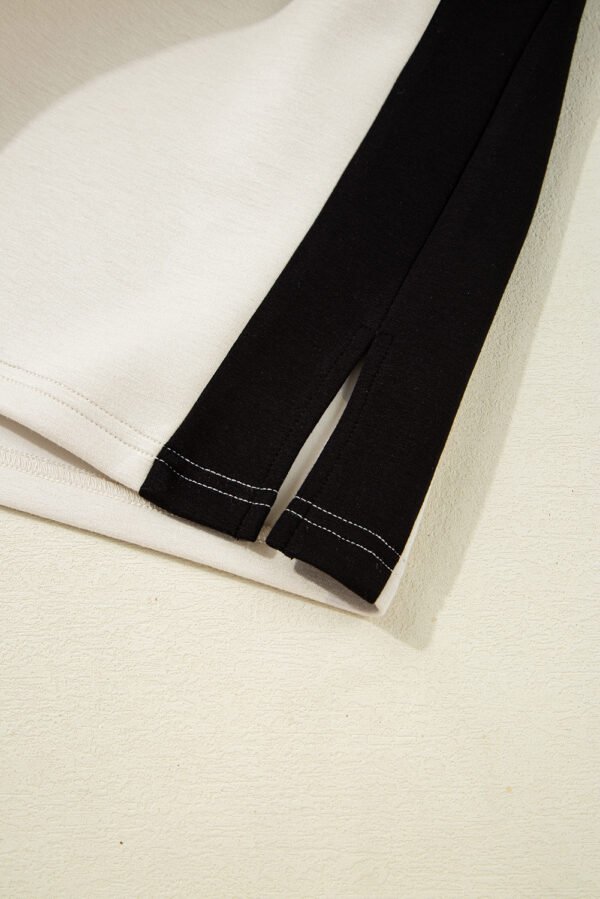 Black Contrast Zipped Stand Collared T Shirt and Short Set