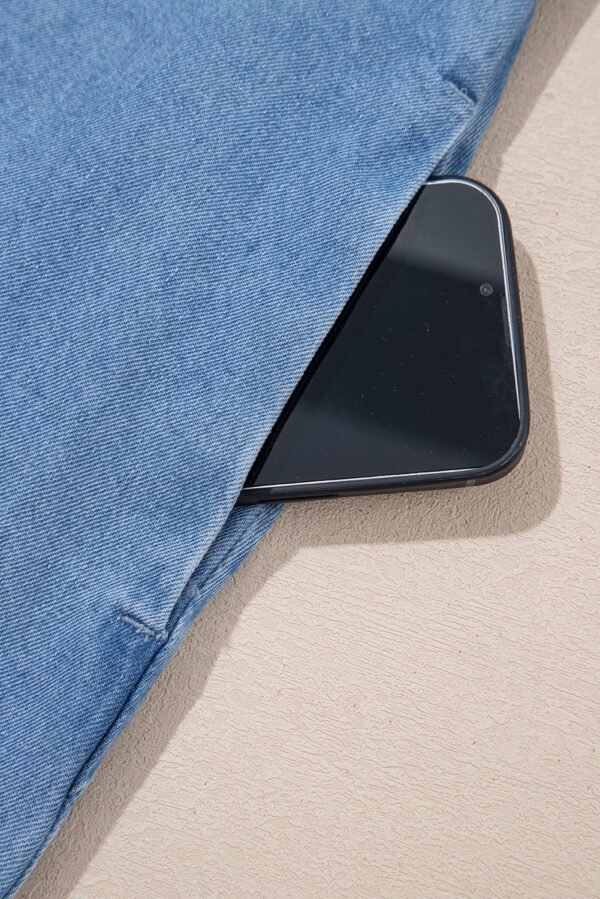 Beau Blue Frilled Peter Pan Collar Loose Denim Short Dress