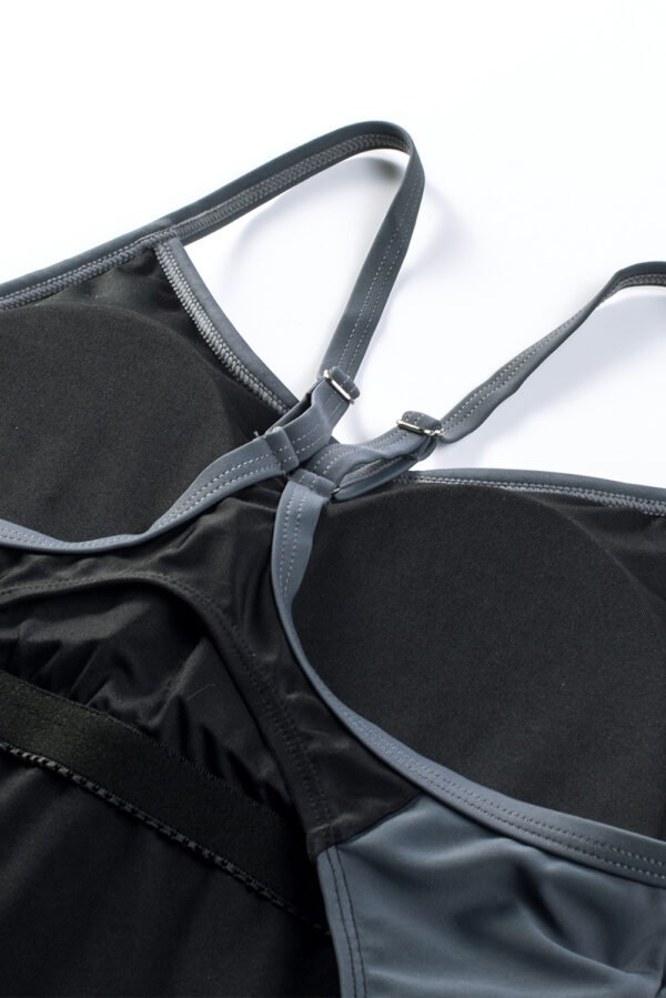 Black Spaghetti Strap Cutout Back Sporty One Piece Swimsuit