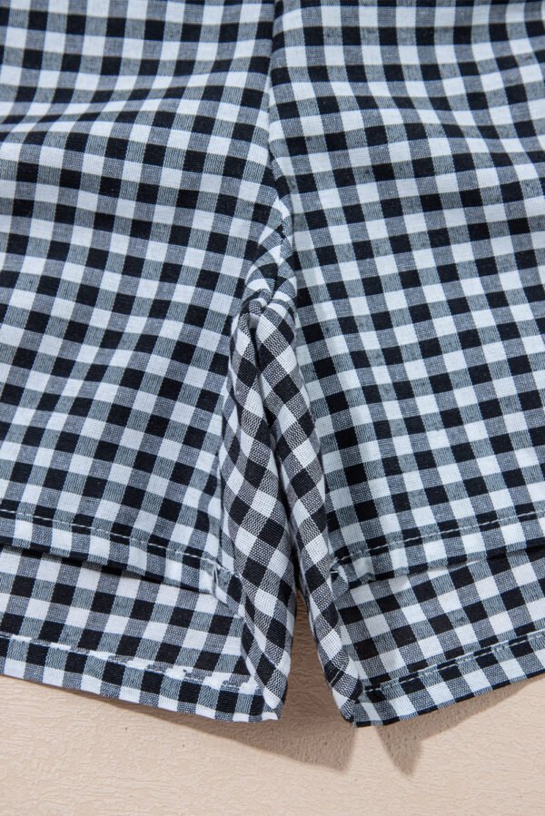 Black Gingham Printed High Waist Shorts