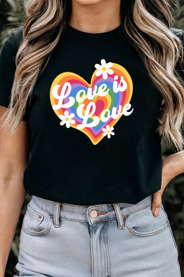 Black Love is Love Rainbow Heart Graphic Crewneck Tee