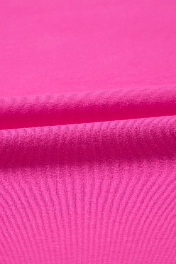 Strawberry Pink Casual Round Neck Bubble Sleeve T-shirt